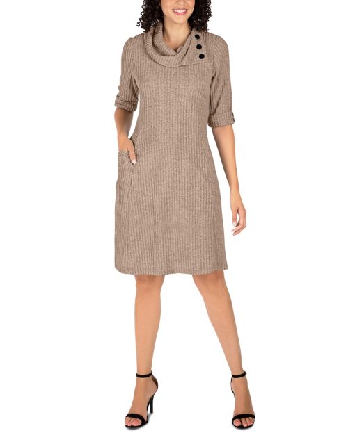 Robbie Bee Cowlneck Sweater Dress Mocha M