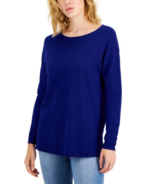 INC Sapphire Blue Boatneck Sweater - Women's Size L - Knitwear