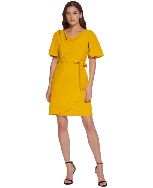 DKNY Yellow Wrap Dress - Size 4 - Women's Cocktail Dress