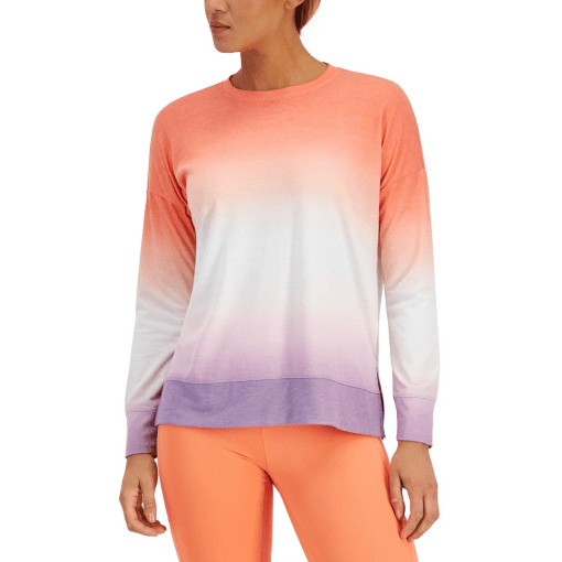 ID Ideology Women S Dip Dye Crewneck Top Orange Size X -Large - Image 2