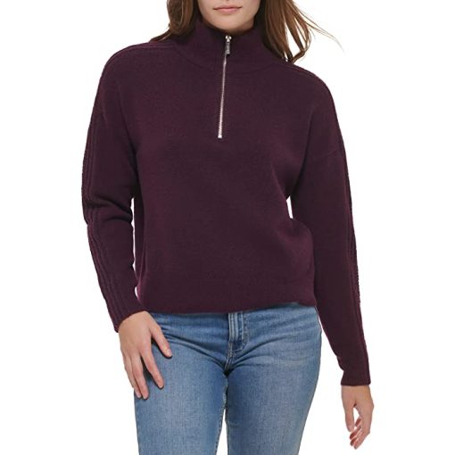 Calvin Klein Women's 1/4 Zip Pullover Sweater, Medium