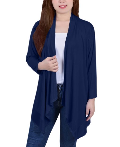 NY Collection Navy Petite Cardigan Sweater - Women's Clothing