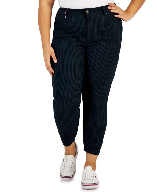 Tommy Hilfiger Plus Plaid Ankle Pants - Navy - 20W - Women's Pants