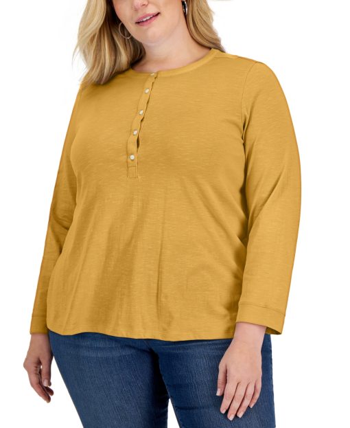 Style & Co Plus Honey Glaze Henley Top 3X - Women's Shirts