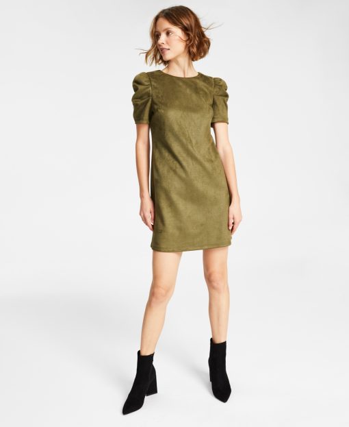 Bar III Olive Puff Sleeve Dress - XL - Women's Dresses