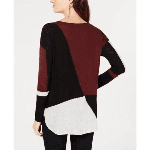 Inc Colorblocked Shirttail Sweater Red Size PXL - Image 2