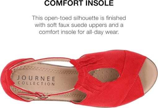 Journee Collection Red Wedge Sandals - Wide Width 10 - Women's Shoes - Image 2