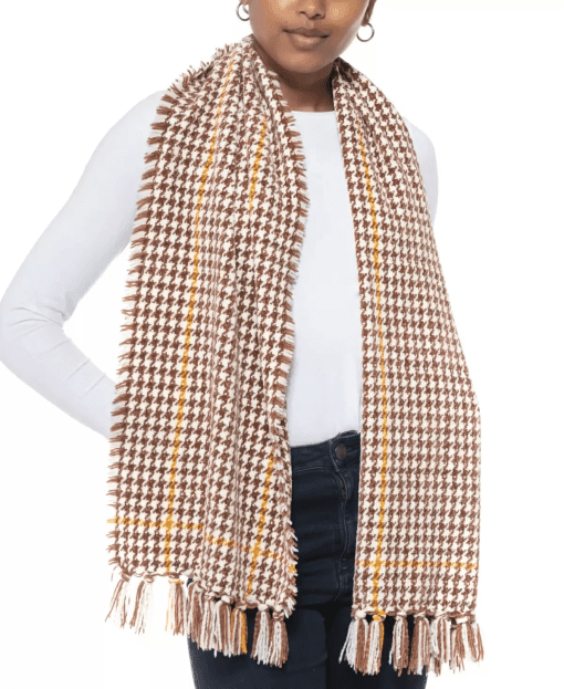 Charter Club Houndstooth Scarf - Brown/Cream - Women's Fashion Scarf - Image 2