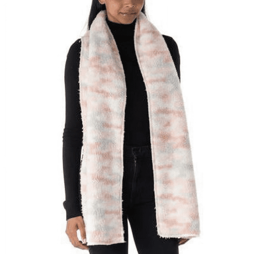 Jenni Sherpa Scarf - Pink/Gray Tie Dye - One Size - Women's Scarves - Image 2