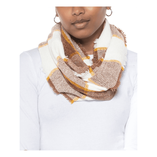 Charter Club Plaid Infinity Scarf - White/Brown - One Size - Women's Scarves - Image 2