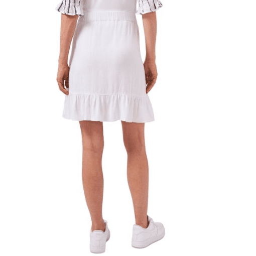 RILEY&RAE Womens White Ruffled Crossover Above The Knee Faux Wrap Skirt S - Image 2