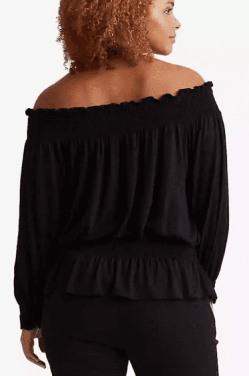 Ralph Lauren Plus-Size Jersey Off-The-Shoulder Black Size 3X - Image 2