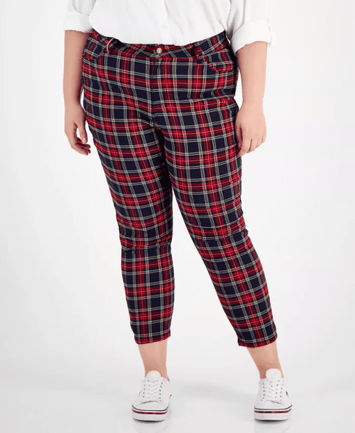 Tommy Hilfiger Womens Plus Plaid Ankle Skinny Pants 20w - Image 2