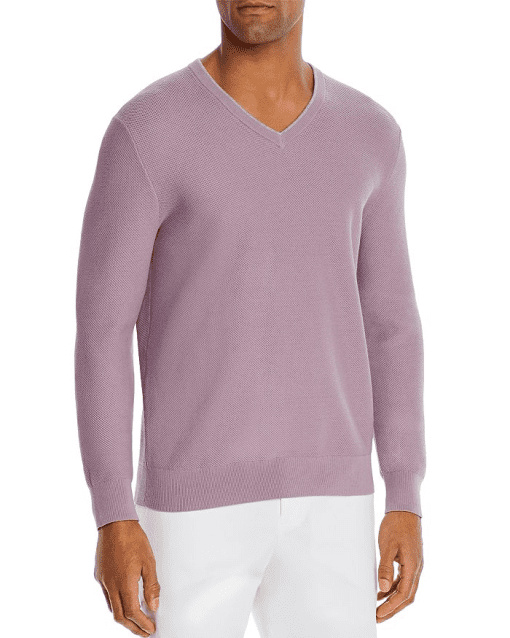 Men's Long Sleeve V-neck Sweater M - Image 2