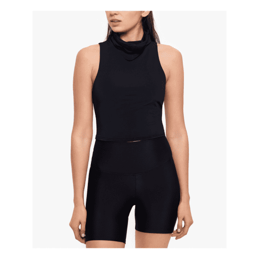 Betsy Adam Women's Tank Black Cropped Open-Back Attached Mask SIZEXS - Image 2