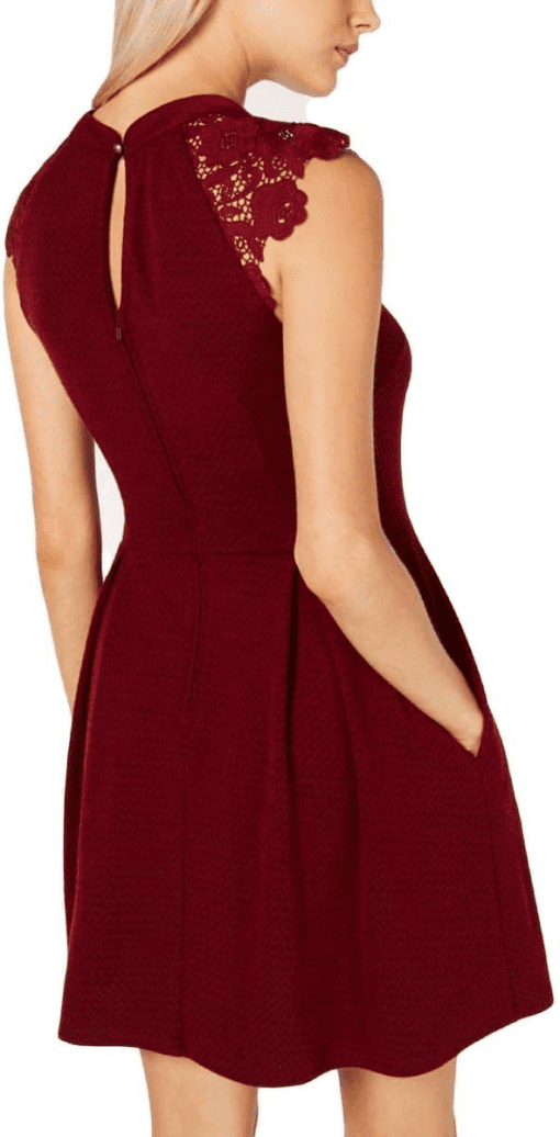 Speechless Juniors Burgundy Lace Skater Dress - Size M - Party Dress - Image 2