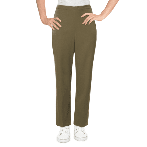 Alfred Dunner Olive Petite Pants 6P - Women's Twill Trousers - Image 2