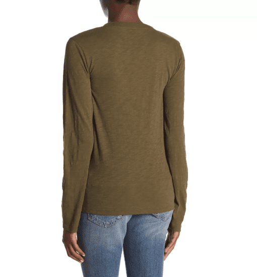 Madewell Women Plus Cotton Long Sleeve Crew Neck T-Shirts Top Green SIZE2X - Image 2