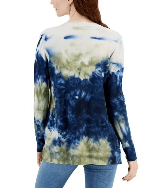 Style & Co. Womens Printed Cardigan Industrial Blue SIZESmall - Image 2