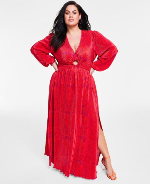 Nina Parker Plus Size Red Maxi Dress - 3X - Party Dress