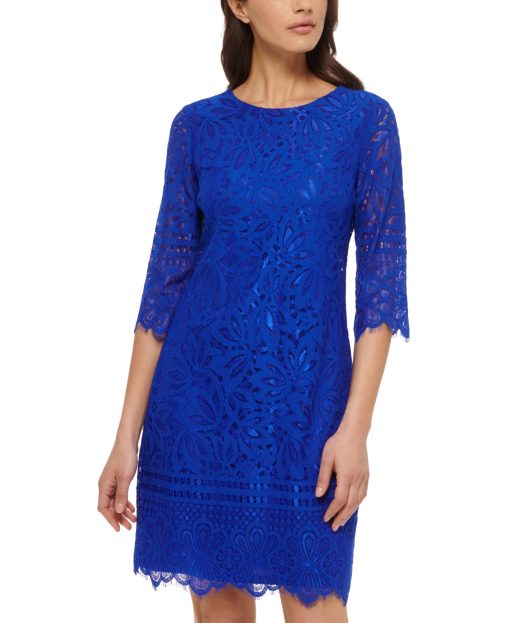 kensie Lace Sheath Dress Cobalt 8