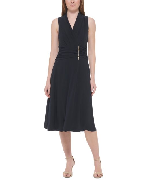 Tommy Hilfiger Women's Gathered Cocktail Fit & Flare Dress 2