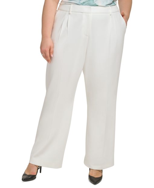 Calvin Klein Plus Size Mid-Rise Wide-Leg Pa White 20W