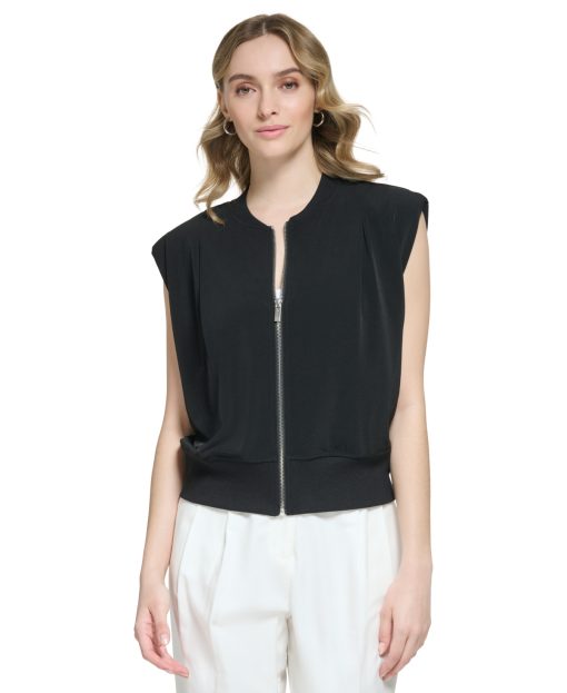 Calvin Klein Ribbed Sleeveless Zip-Up Jacke Black M