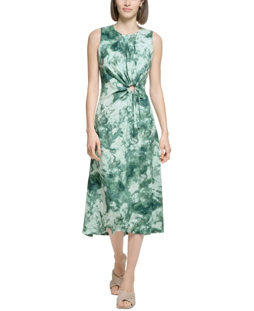 Calvin Klein Womens Cut-Out Tie-Dye MIDI Dress 6