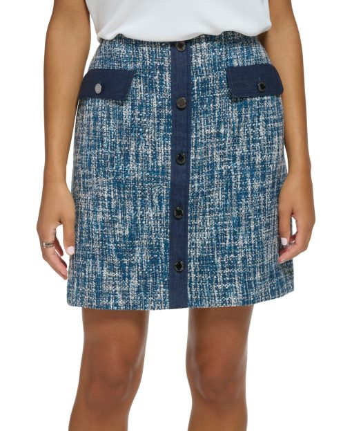 Calvin Klein Women's Denim Trim Above Knee Mini Skirt