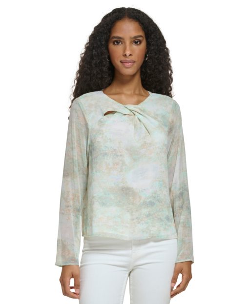 Calvin Klein Pastel Chiffon Blouse XL - Women's Tops