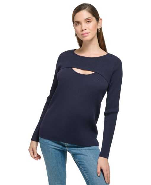 Calvin Klein Women's Cutout Ribbed Knit Pullover Sweater M