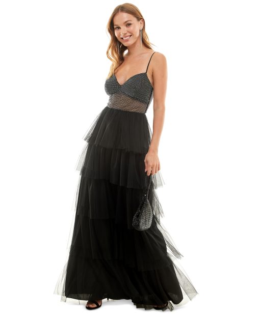 City Studios Black Tiered Maxi Dress - Size 7 - Prom Dress