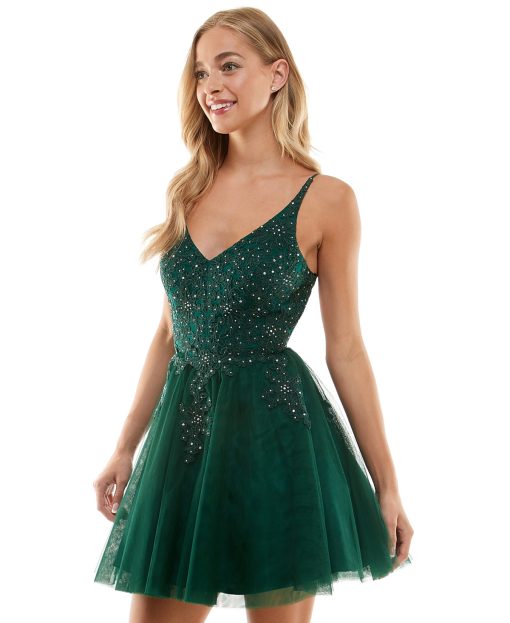 Say Yes to the Prom Juniors Open-Back Embroidered True Emerald 15/16