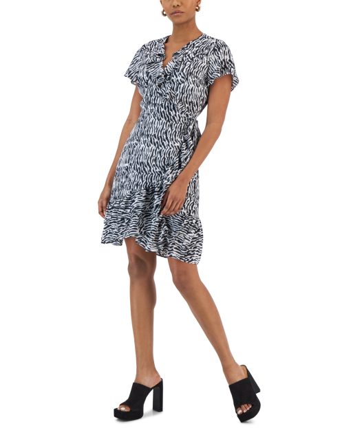 I.n.c. International Concepts Women's Printed Flutter Dress, Created for Macy's - Elora Surface S