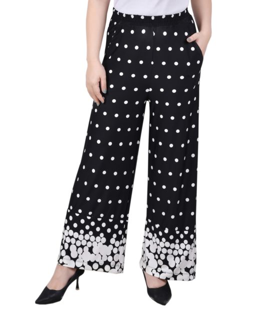 NY Collection NY Collection Petite Wide Leg Black Dotfall PM