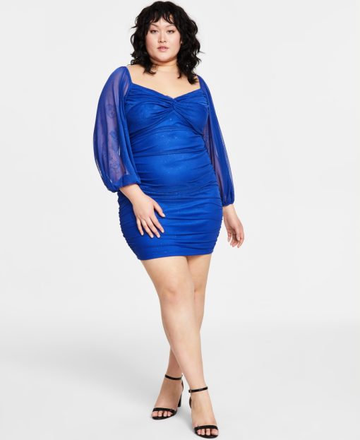 B Darlin Trendy Plus Size Ruched Bodyco RoyalRoyal 18W