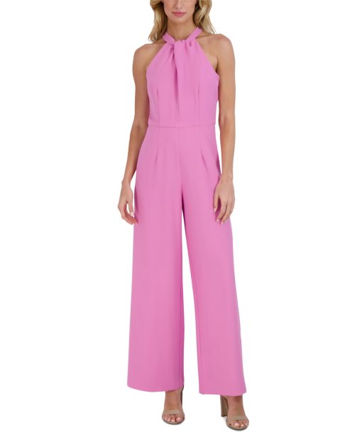 julia jordan Twist-Front Halter Jumpsuit Pink Orchid 2