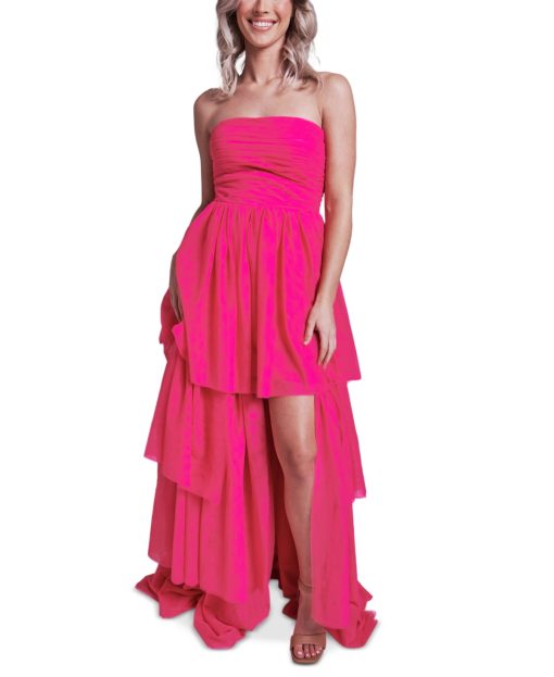 Dear Moon Juniors Pink Strapless High-Low Prom Dress - Size 1