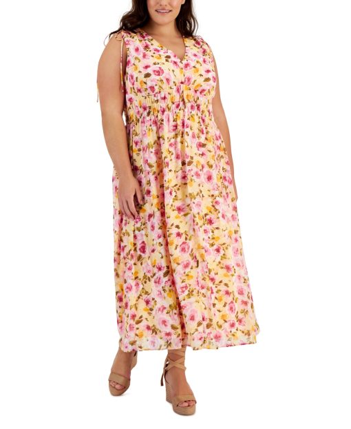 I.N.C. International Concepts Plus Size Floral-Print Sleevel Crystal Rose Multi 16W