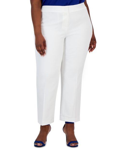 Kasper Plus Size Mid-Rise Straight-Le White 20W