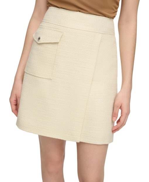 Calvin Klein Ivory Tweed Mini Skirt - Size 14 - Women's Skirts