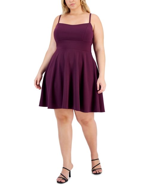 City Studios Trendy Plus Size Lace-Back Ska Medium Eggplant 14W