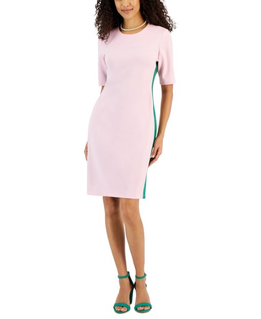 Kasper Pink Side Stripe Dress - Size S - Women's Dresses