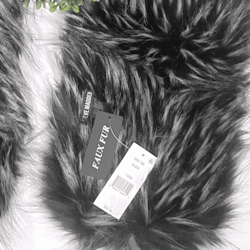 Steve Madden Black & Grey Faux Fur Scarf - OSFA - Winter Scarves - Image 3