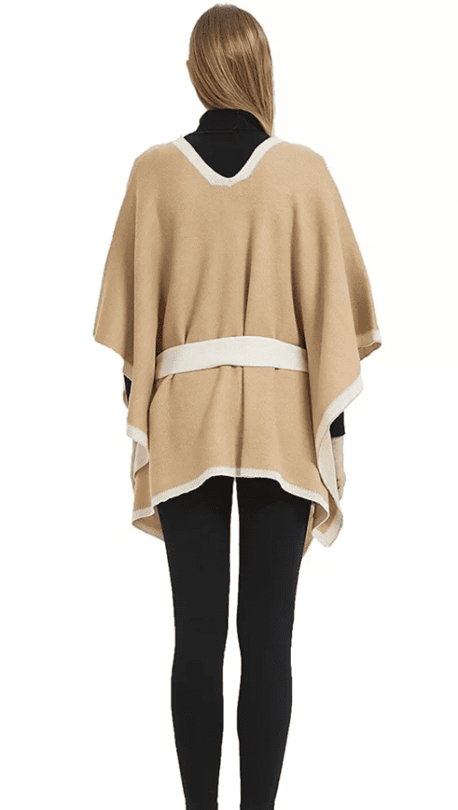 Save the Ocean Sustainable Belted Pullover Poncho OS/Camel *no belt - Image 3