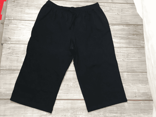 Karen Scott Black 1X Short Cotton Blend Soft Drawstring Pants Side Pockets 3X - Image 2