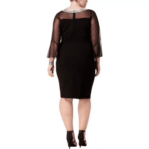 Alex Evenings Plus Size Bell-Sleeve Illusion Black 22W - Image 3