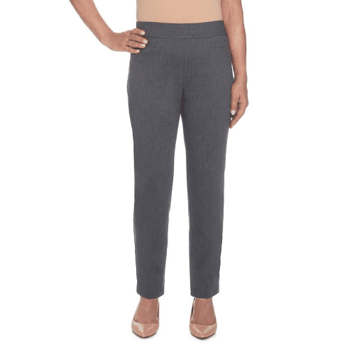 Alfred Dunner Petite Pull-On Straight-Leg Pa Grey 6P - Image 2