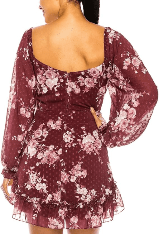 B Darlin Wine Floral Mini Dress Size 5/6 - Party Dress - Image 3